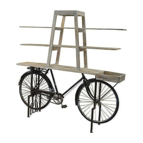 Natural Antique Black Bicycle Bookcase Shelf (190 cm)