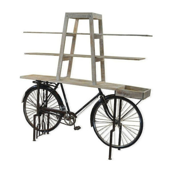Natural Antique Black Bicycle Bookcase Shelf (190 cm)