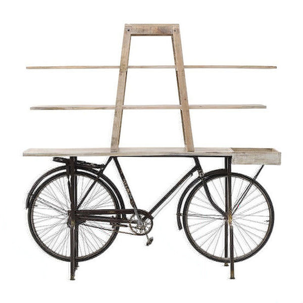 Natural Antique Black Bicycle Bookcase Shelf (190 cm)