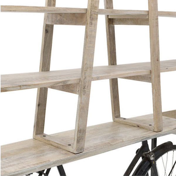 Natural Antique Black Bicycle Bookcase Shelf (190 cm)