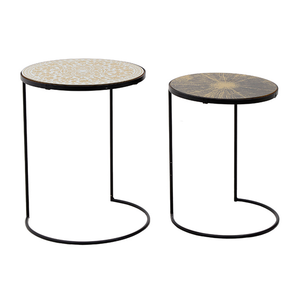 Set of 2 Black Glass Nesting Tables (50 cm)