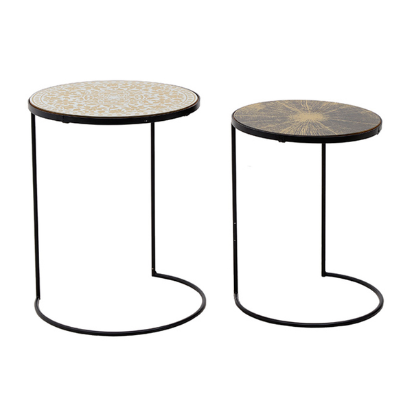 Set of 2 Black Glass Nesting Tables (50 cm)
