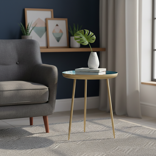 Turquoise Metallic Enamel Table (55 cm)