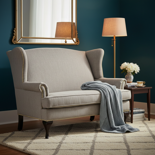 Beige And Grey 2 Seat Sofa (143 cm)