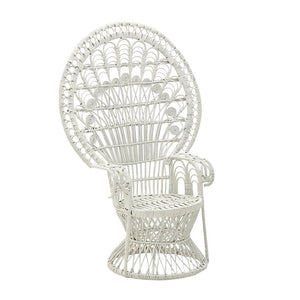 White Rattan Peacock Armchair