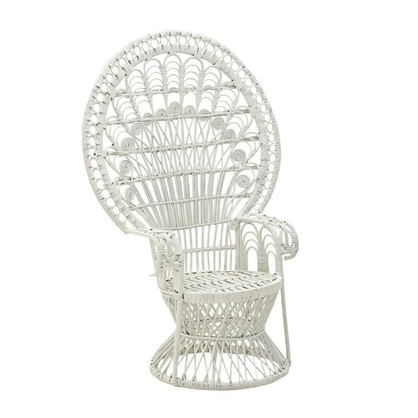 White Rattan Peacock Armchair