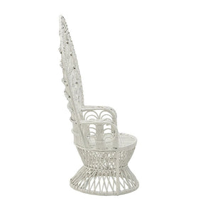White Rattan Peacock Armchair