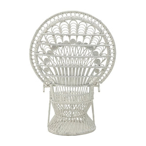 White Rattan Peacock Armchair