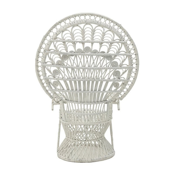 White Rattan Peacock Armchair