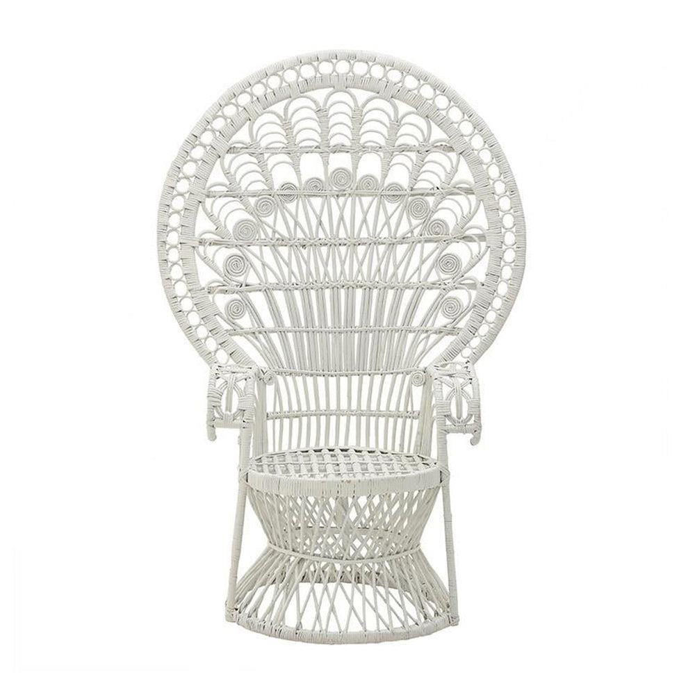 White Rattan Peacock Armchair