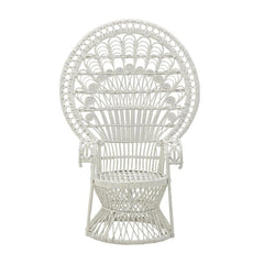 White Rattan Peacock Armchair