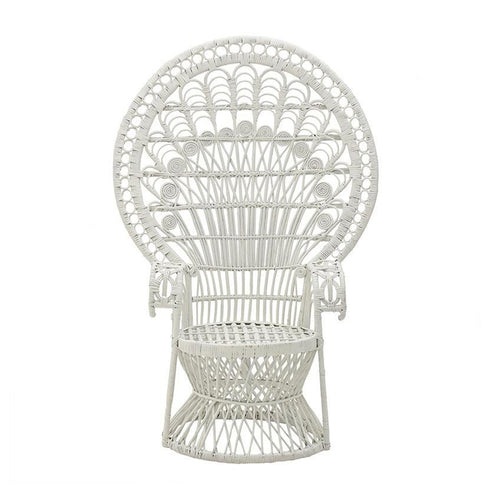 White Rattan Peacock Armchair