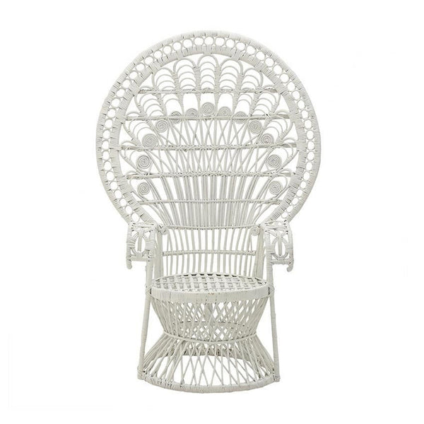White Rattan Peacock Armchair