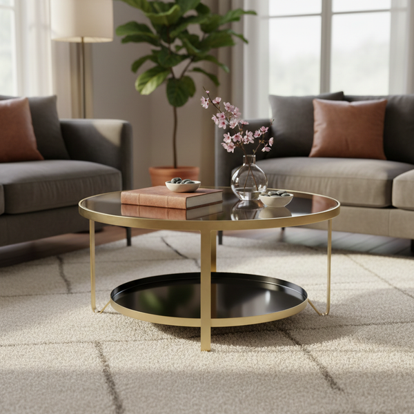 Brass Metal Glass Coffee Table