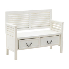 White Bench With Drawers (118cm)