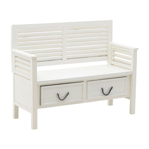 White Bench With Drawers (118cm)