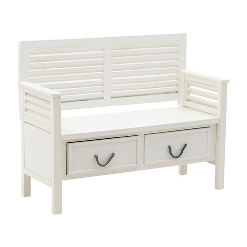White Bench With Drawers (118cm)