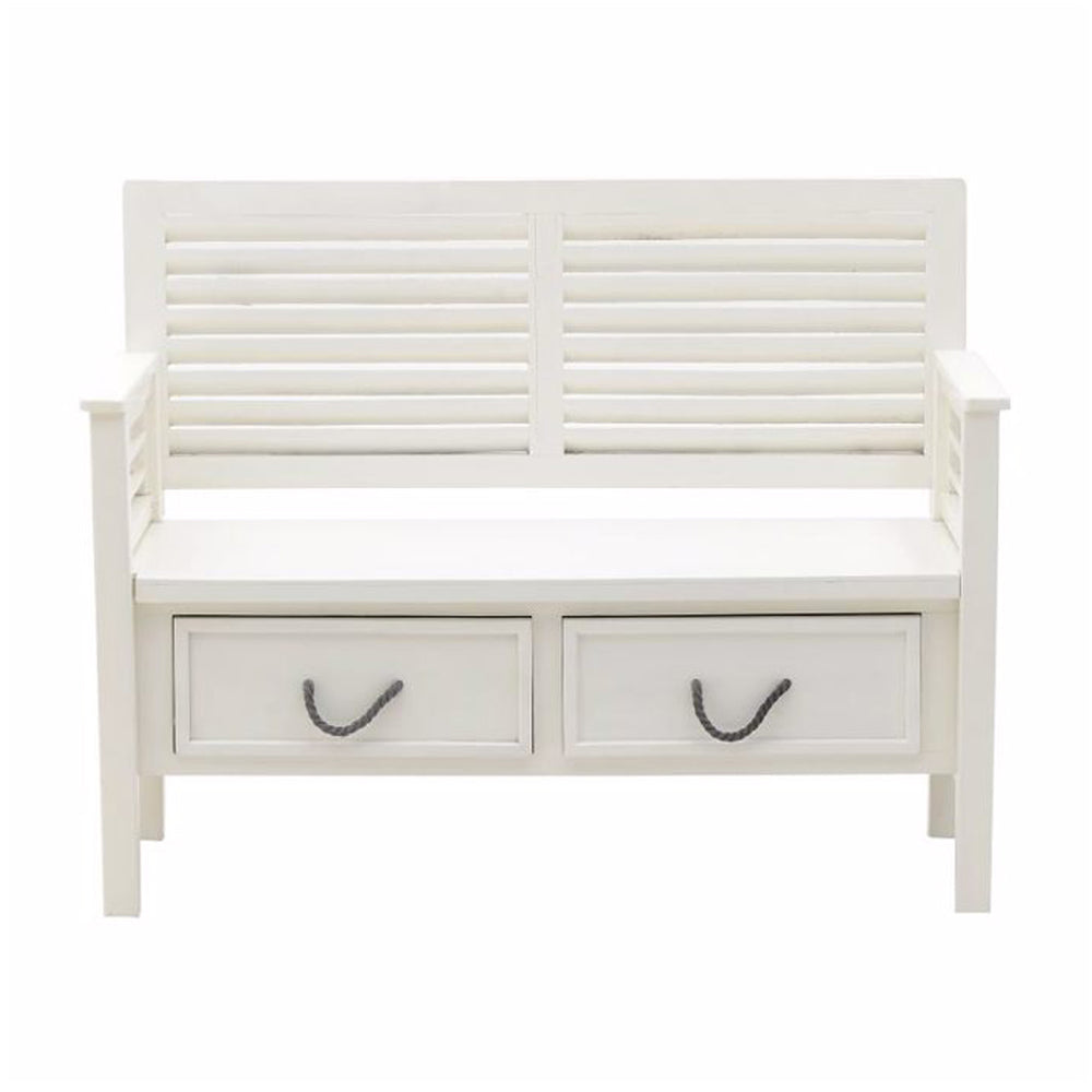 White Bench With Drawers (118cm)