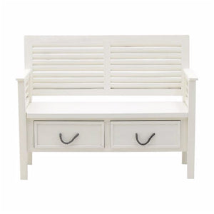 White Bench With Drawers (118cm)