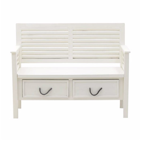 White Bench With Drawers (118cm)