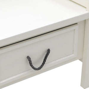 White Bench With Drawers (118cm)