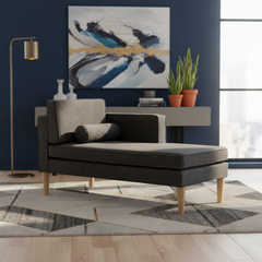 Dark Grey Fabric Chaise Lounge (133 cm)
