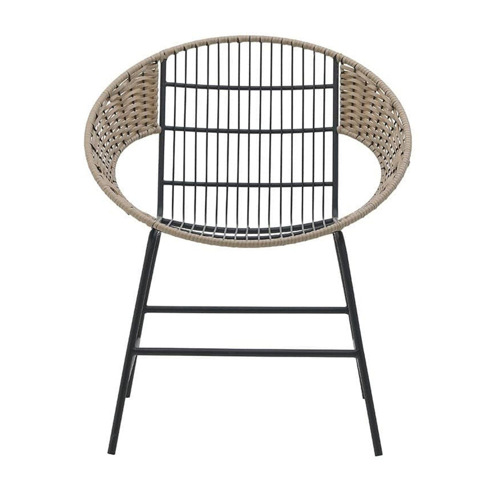 Metal Wicker Chair Black Natural