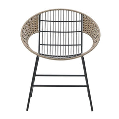 Metal Wicker Chair Black Natural
