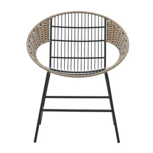 Metal Wicker Chair Black Natural