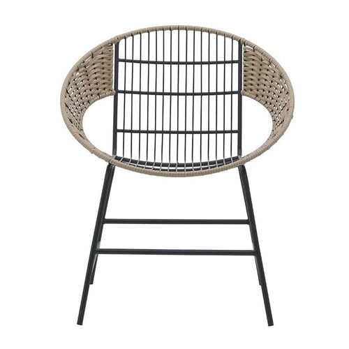Metal Wicker Chair Black Natural