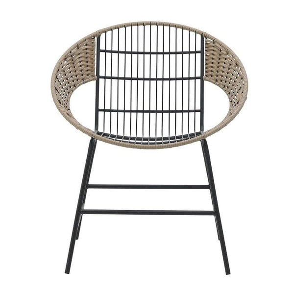 Metal Wicker Chair Black Natural