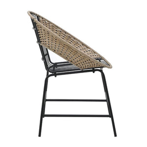 Metal Wicker Chair Black Natural