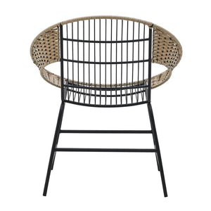 Metal Wicker Chair Black Natural
