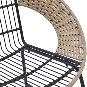 Metal Wicker Chair Black Natural