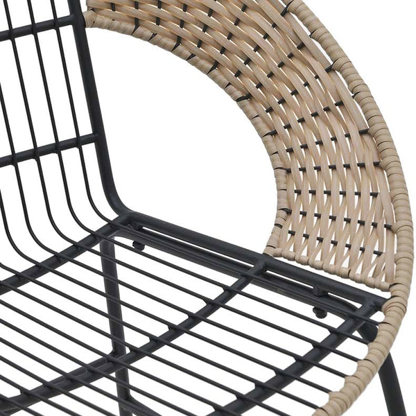 Metal Wicker Chair Black Natural
