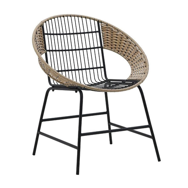 Metal Wicker Chair Black Natural