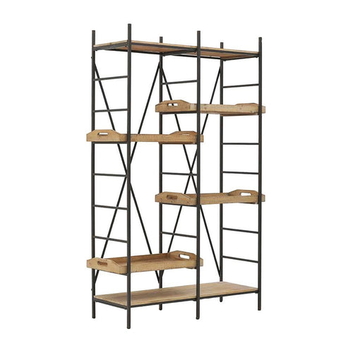 Wood Metal Shelf Antique Black Natural