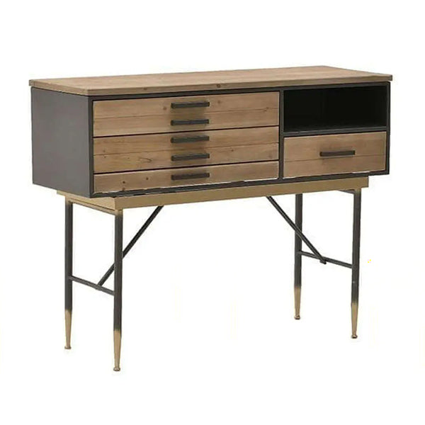 Natural Wood And Metal Cabinet (110 cm)
