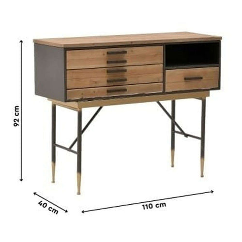 Natural Wood And Metal Cabinet (110 cm)