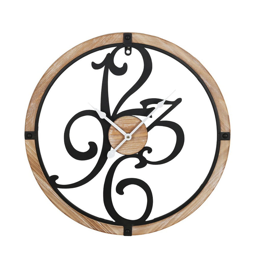 Confu Inart Black and Natural Wall Clock (50 cm)