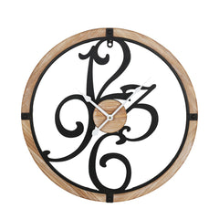 Confu Inart Black and Natural Wall Clock (50 cm)
