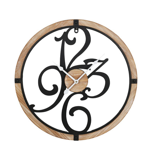 Confu Inart Black and Natural Wall Clock (50 cm)