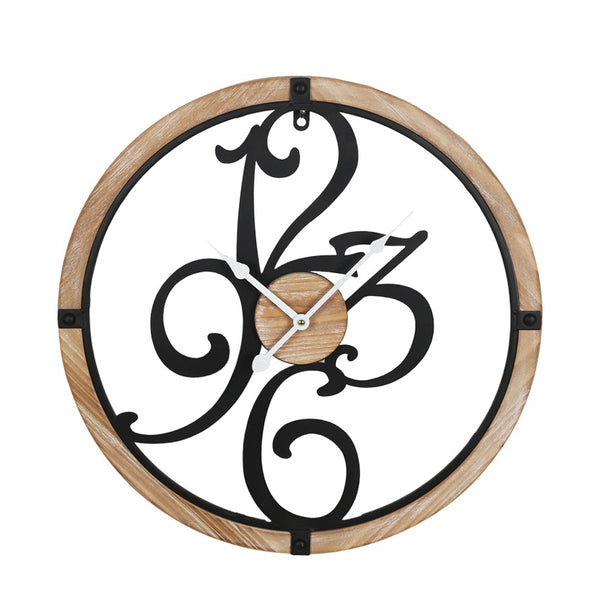 Confu Inart Black and Natural Wall Clock (50 cm)