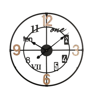 Plusser Inart Black and Natural Wall Clock (60 cm)