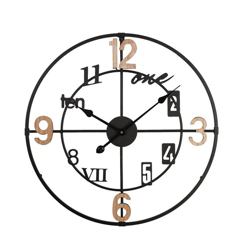 Plusser Inart Black and Natural Wall Clock (60 cm)