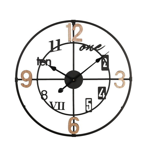 Plusser Inart Black and Natural Wall Clock (60 cm)