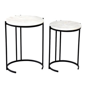 Luxere Black Metal and White Marble Side Tables (54 cm)