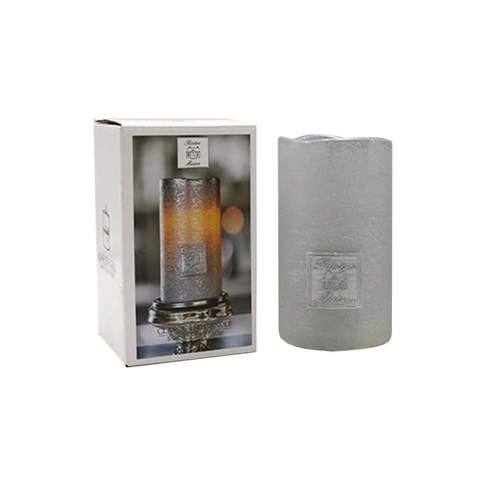 RM Silver LED Candle (7.5x12.5 cm)
