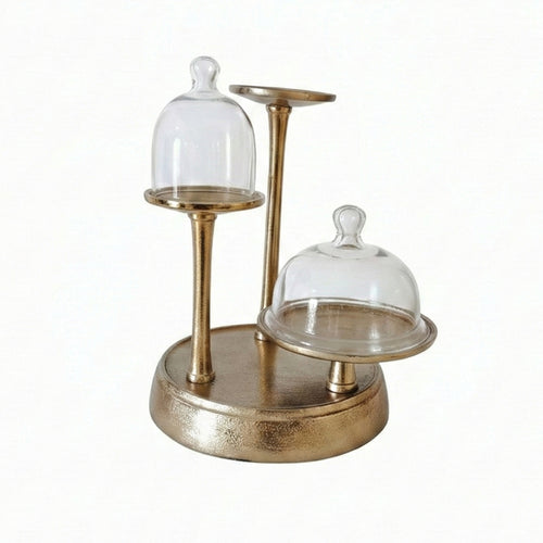 Gold Metallic And Glass 3 Tier Cake Plate (47 cm)
