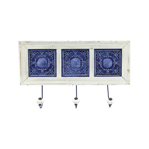 White Blue Wooden Metallic Hanger